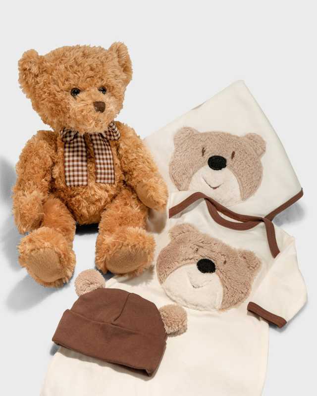 Boy's Bear Wear Bodysuit Gift Set, Size Newborn